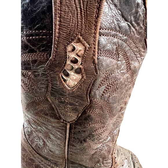 Los Altos Boots Genuine Python Brown Square Toe Size 9 EE 6682 Cowboy Western main image 14